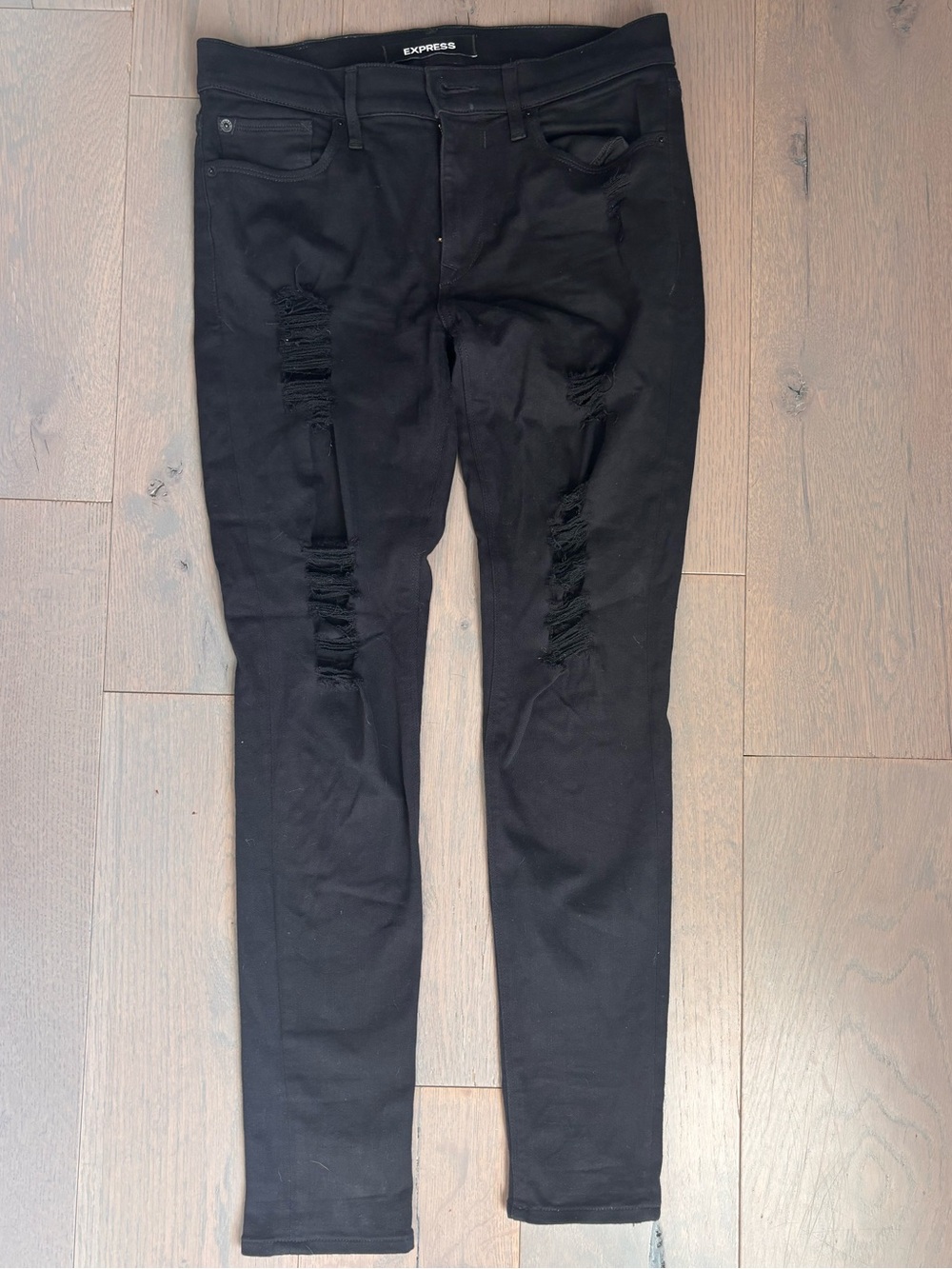 Express Black Ripped Skinny Jeans for Women